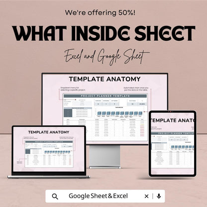 Project Planner Sheet 2025 | Excel and Google Sheet Template | Task Scheduling & Budget Planner | Project Management Tool
