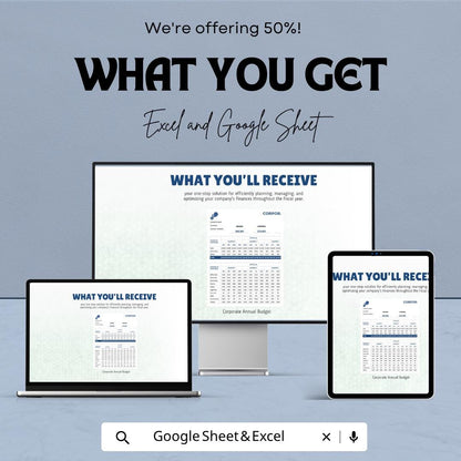Corporate Annual Budget Template | Business Budget Spreadsheet | Financial Planning Template | Company Expense Tracker