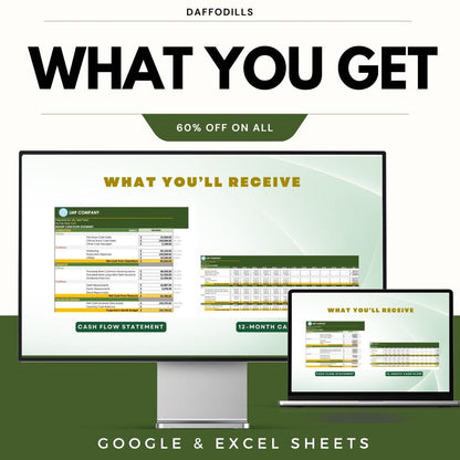 Budget Cash Flow Template, Cash Flow Spreadsheet, Business Cash Flow Planner, Google Sheets Excel