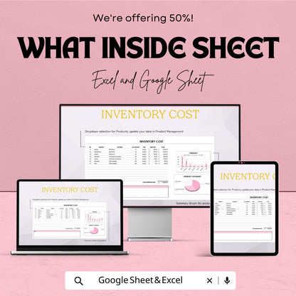Inventory Cost Template | Inventory Tracking Spreadsheet | Stock Cost Calculator | Excel & Google Sheets