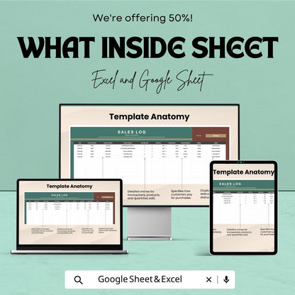 Small Business Sales Log Template Excel | Sales Tracker Spreadsheet Google Sheets | Sales Record Tracker | Revenue Tracking Sheet |