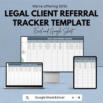 Legal Client Referral Tracker | Law Firm Referral Tracker | Client Management Spreadsheet | Attorney CRM Tool | Case Intake Tracker
