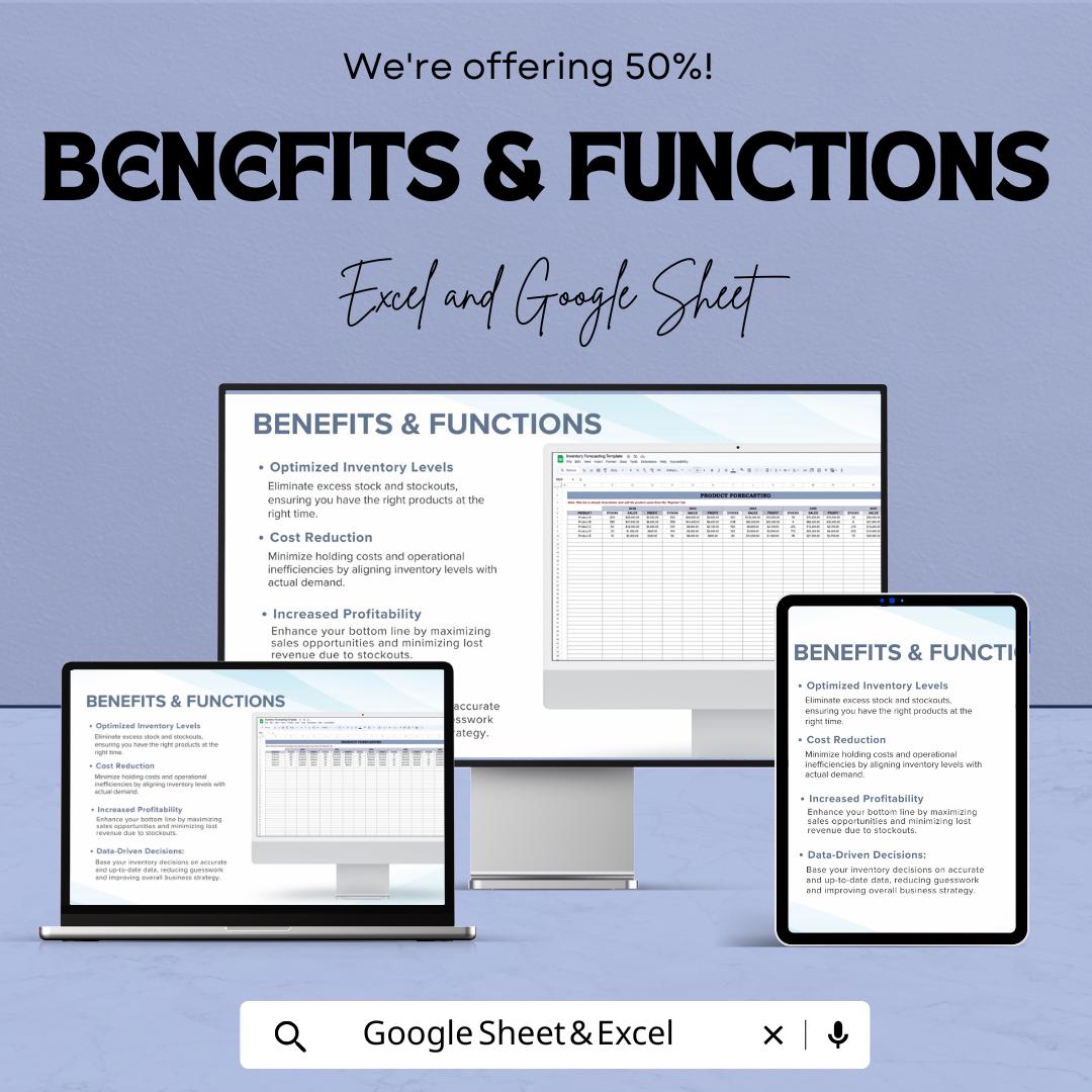 Inventory Forecasting Sheet - Excel & Google Sheet Template for Stock Management, Sales Prediction, Inventory Control