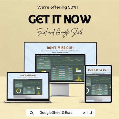 Investment Scorecard Template | ROI Tracker | Investment Analysis Dashboard | Portfolio Performance Tracker | Financial Planning Tool