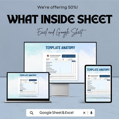 Student Evaluation Sheet Template | Teacher Assessment Form | Printable Classroom Evaluation | Student Performance Report