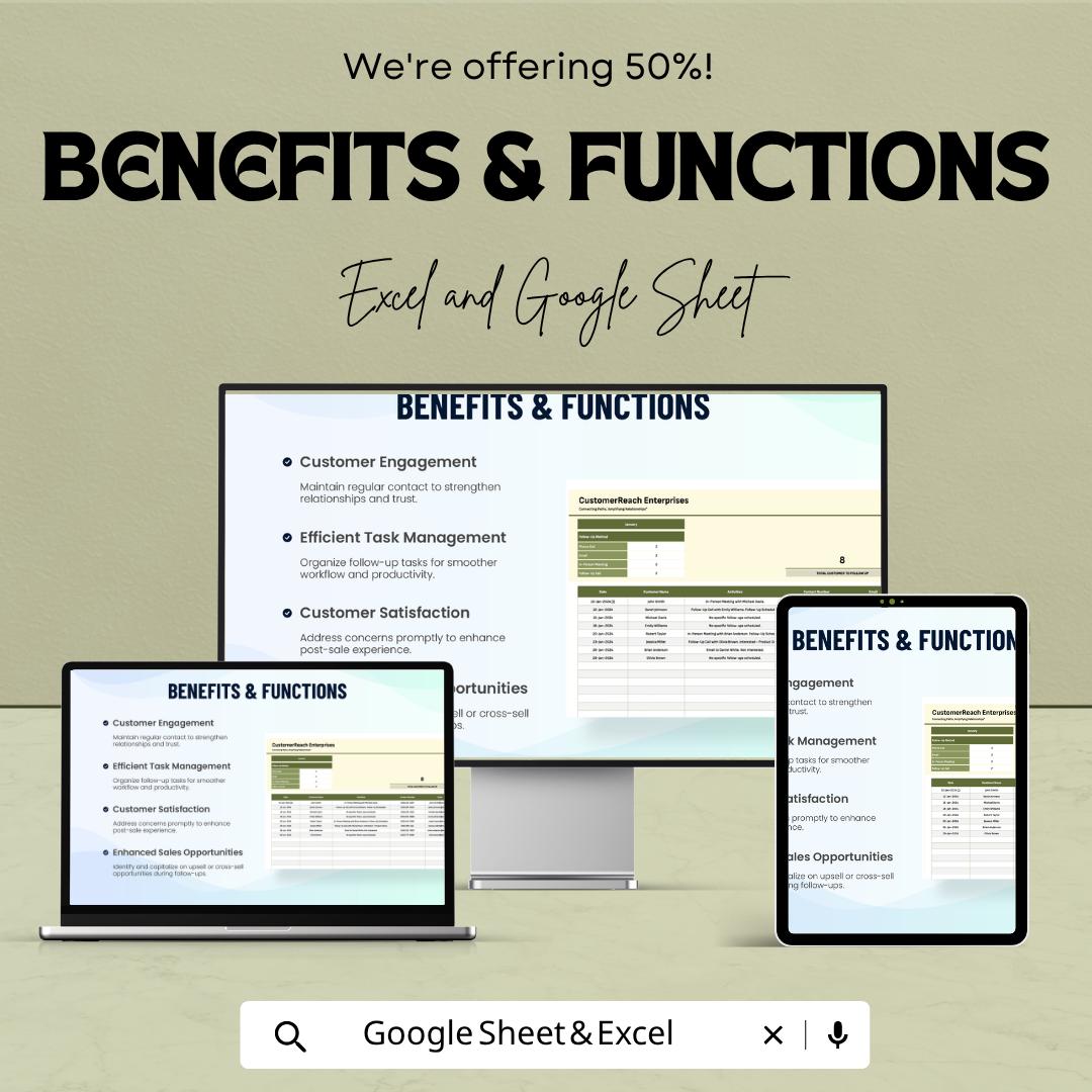Sales Customer Follow Up Schedule Template | CRM Follow Up Tracker | Sales Pipeline Spreadsheet | Client Follow Up Sheet