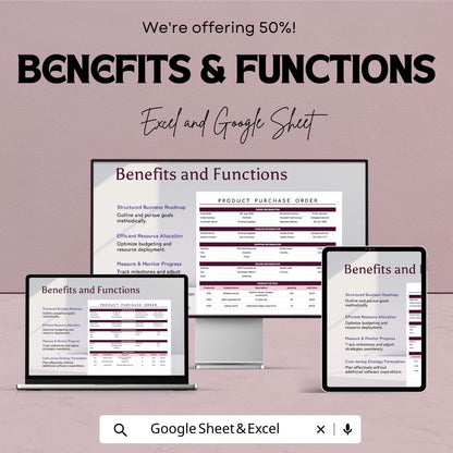 Product Purchase Order Form Template – Excel and Google Sheets – Manage Inventory & Vendor Information, Streamline Procurement Process |