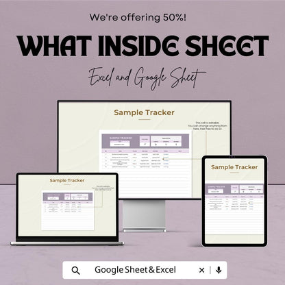 Sample Tracker Sheet - Task Management Template, Track Progress and Deadlines, Excel & Google Sheets, Printable Task Tracker