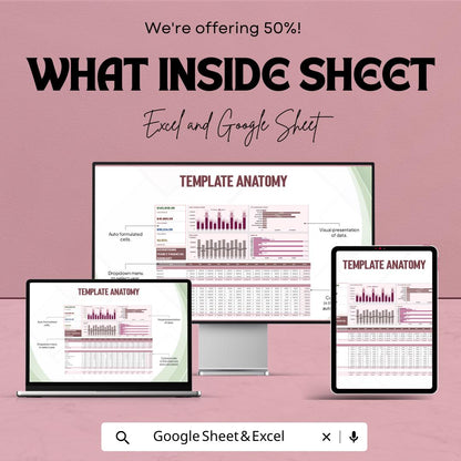 Advertising Yearly Financial Summary Sheet | Google Sheets Template | Financial Analysis | Budgeting & Forecasting Tool | Customizable