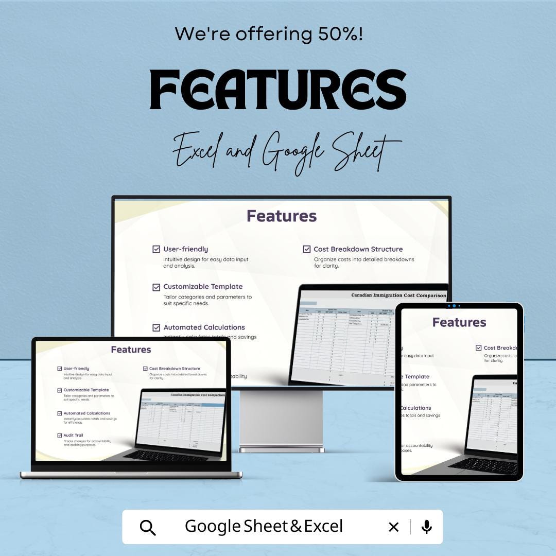 Cost Comparison Template | Price Analysis Spreadsheet | Cost Calculator | Supplier Comparison Sheet | Business Budget Tool