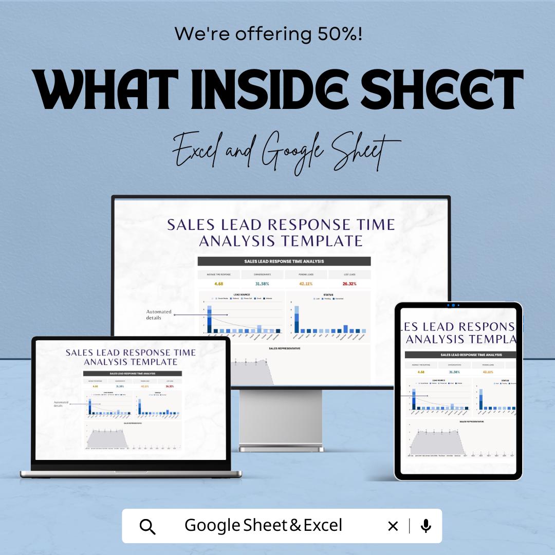 Sales Lead Response Time Analysis Template | Lead Response Tracker | Sales KPI Dashboard | Excel and Google Sheets | Lead Follow Up Report