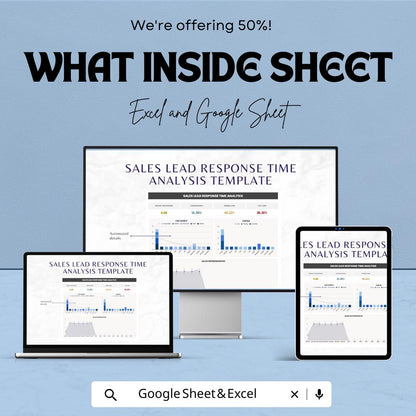 Sales Lead Response Time Analysis Template | Lead Response Tracker | Sales KPI Dashboard | Excel and Google Sheets | Lead Follow Up Report