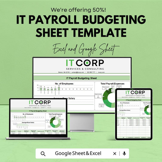 IT Payroll Budgeting Sheet Template | IT Payroll Expense Tracker | Excel and Google Sheets | Employee Salary & Payroll Budget Spreadsheet