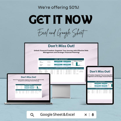 Debt Worksheet Template | Debt Tracker Spreadsheet | Debt Payoff Planner | Excel & Google Sheets | Financial Budget Sheet | Personal