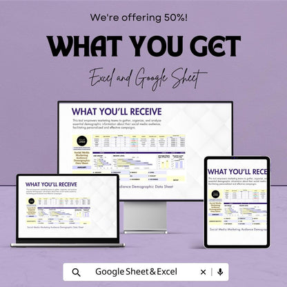 Social Media Marketing Audience Demographic Data Sheet Template | Analytics Tracker | Demographic Report Spreadsheet | Google Sheets |