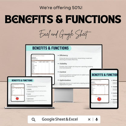 Capital Expenditure Budget Template, CapEx Budget Spreadsheet, Investment Planning Tracker, Business Budget Excel