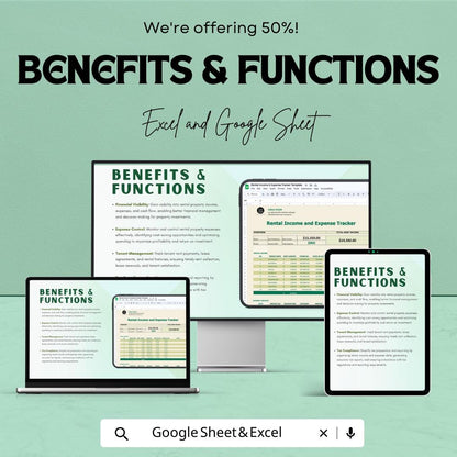 Rental Income & Expense Tracker Template |  Landlord Spreadsheet | Property Income Tracker | Rental Property Budget Sheet