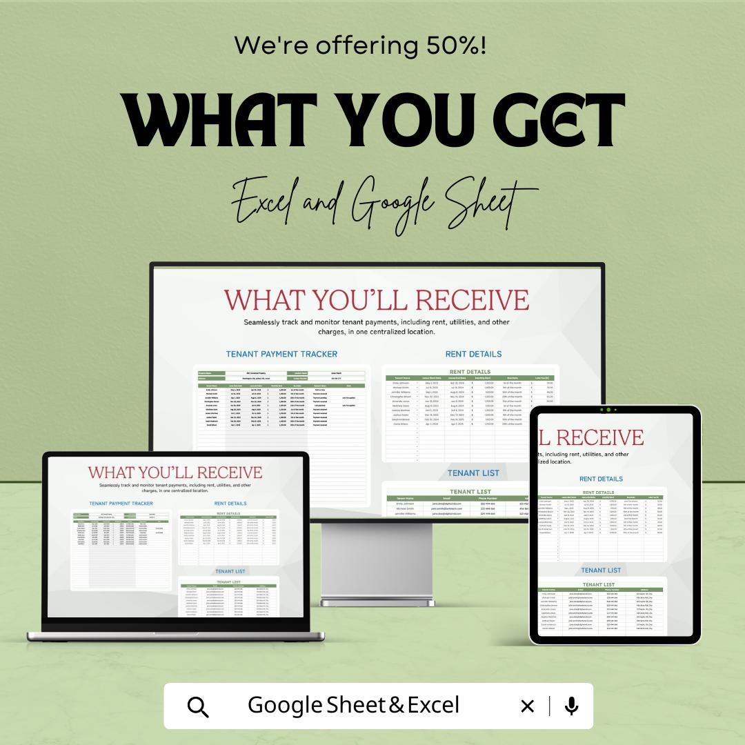 Tenant Payment Tracker Template | Rental Income Spreadsheet | Landlord Rent Tracker & Property Management Sheet