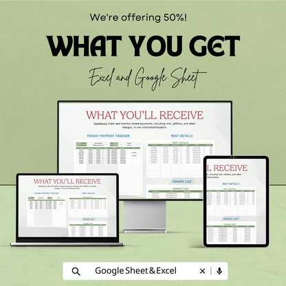 Tenant Payment Tracker Template | Rental Income Spreadsheet | Landlord Rent Tracker & Property Management Sheet