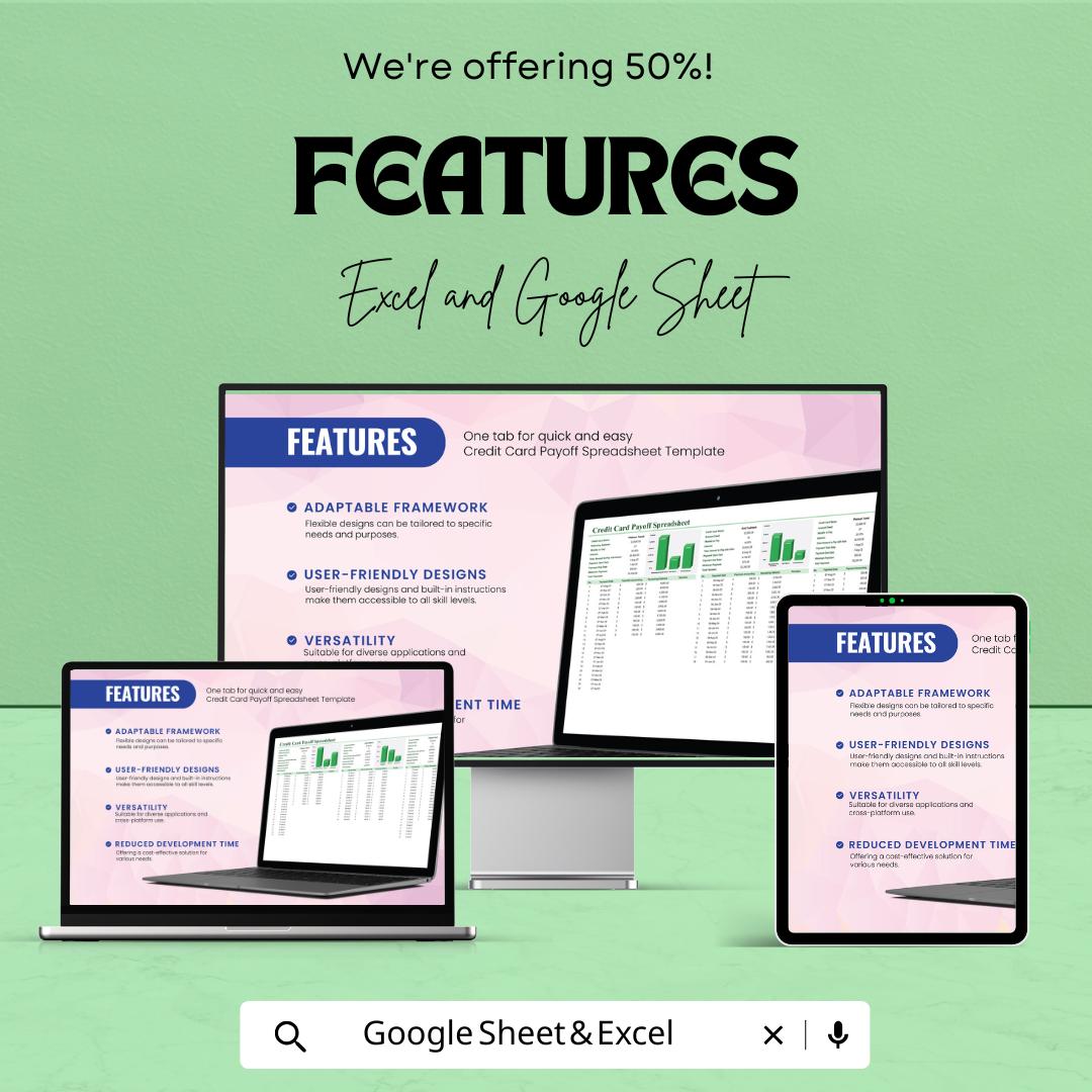 Credit Card Payoff Spreadsheet Template | Excel & Google Sheets Debt Tracker | Credit Card Debt Payoff Planner