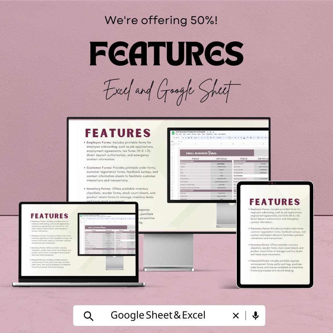 Small Business Printable Forms Template | Business Forms Bundle | Small Business Worksheets | Printable Office Forms