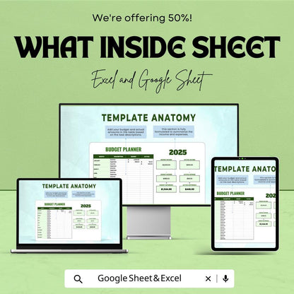 2025 Budget Planner Sheet | Excel & Google Sheet | Monthly Budget Tracker, Expense Organizer, Financial Planner