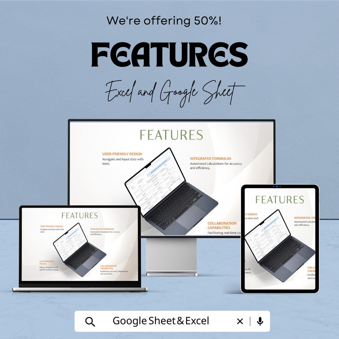 Business Plan Startup Template | Excel & Google Sheets | Startup Business Plan, Entrepreneur Roadmap, Small Business Planning Tool
