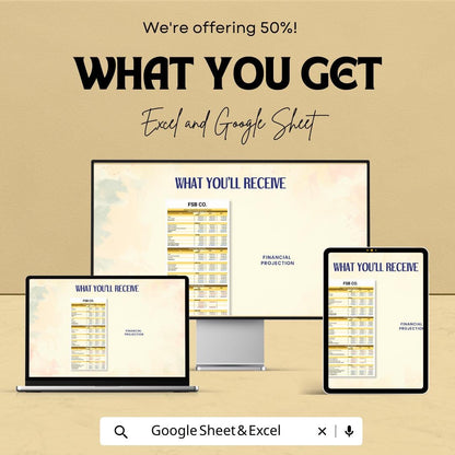 Financial Projection Template | Business Financial Plan Spreadsheet | Excel and Google Sheets Forecast Tool | Budget Planner Template