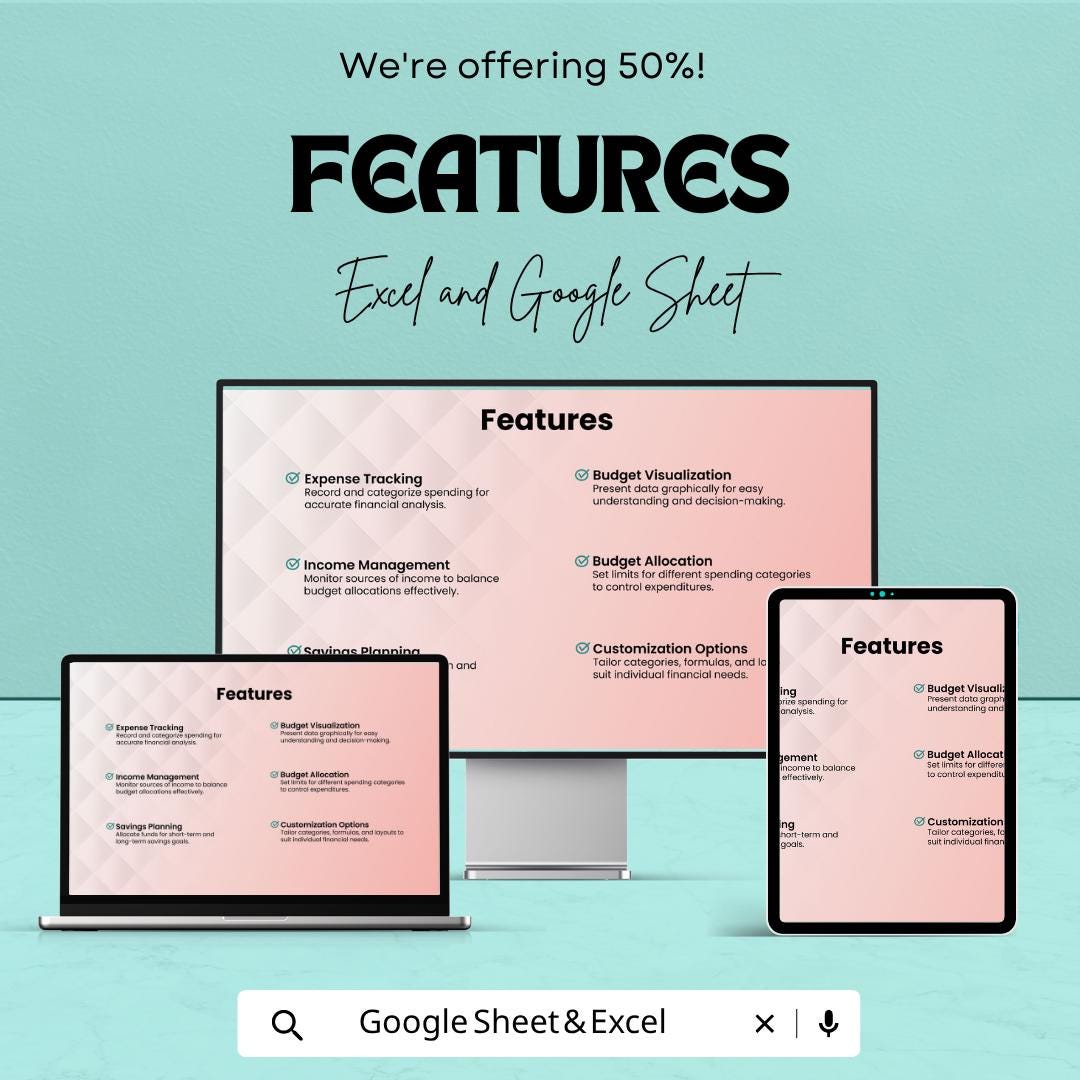 Home Budget Template Excel Google Sheets | Monthly Budget Planner Spreadsheet | Expense Tracker | Household Finance Planner |