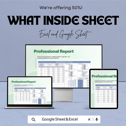 Professional Report Template | Performance Analysis Template | Data Dashboard | Digital Report Format