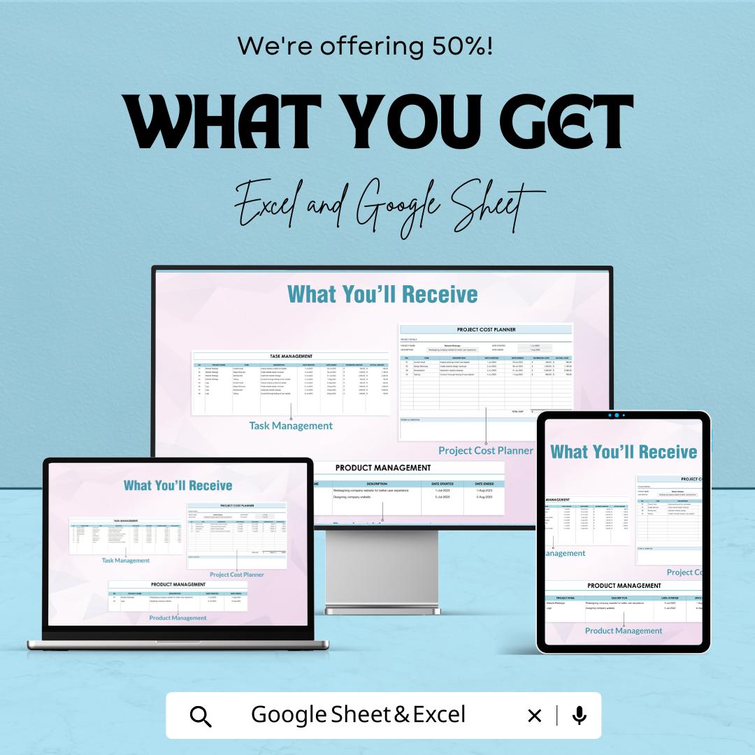 Project Cost Planner Sheet - Excel & Google Sheets | Budget Planning Template for Project Management
