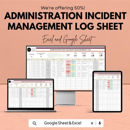 Administration Incident Management Log Sheet – Excel and Google Sheets Template for Tracking & Reporting Incidents