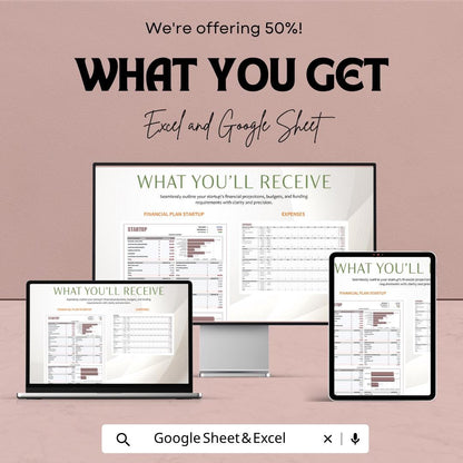 Financial Plan Startup Template | Startup Financial Spreadsheet | Business Budget Planner | Excel & Google Sheets | Startup Cost Planning