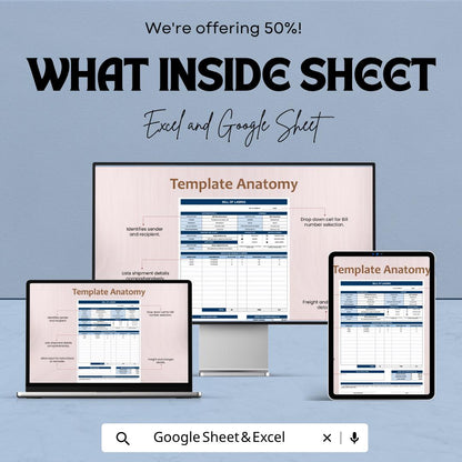 Editable Bill of Lading Template | Shipping Document Spreadsheet | Freight BOL Form Template | Excel & Google Sheets | Logistics Tracking