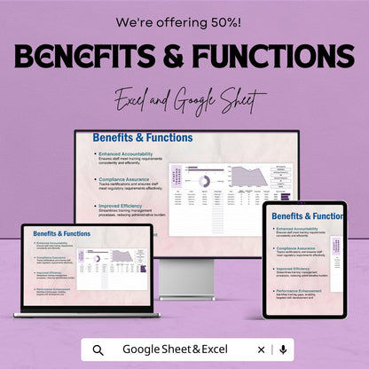 Staff Training Tracker Template | Employee Training Log Excel & Google Sheets | HR Training Management Spreadsheet