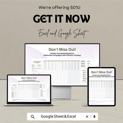 Advertising Digital Marketing Campaign Tracker Template | Ad Performance Tracker | Marketing Metrics Log | CPC CTR CPA Tracker