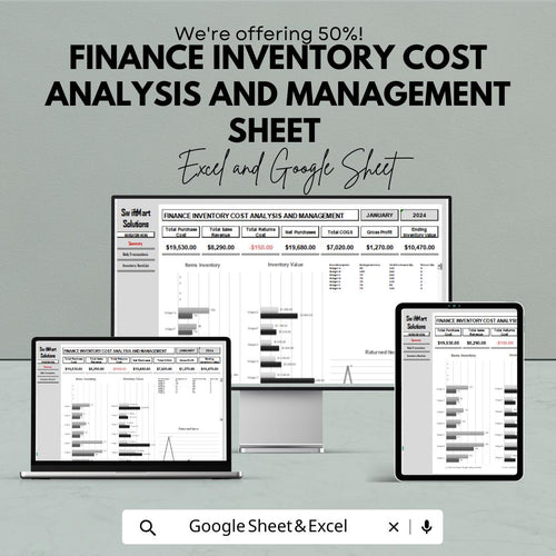 Finance Inventory Cost Analysis and Management Sheet | Excel & Google Sheets Template for Expense Tracking | Inventory Cost Budgeting