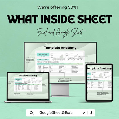Monthly Expense for Small Business Sheet | Budget Tracking Excel & Google Sheets Template | Expense Log for Small Business |