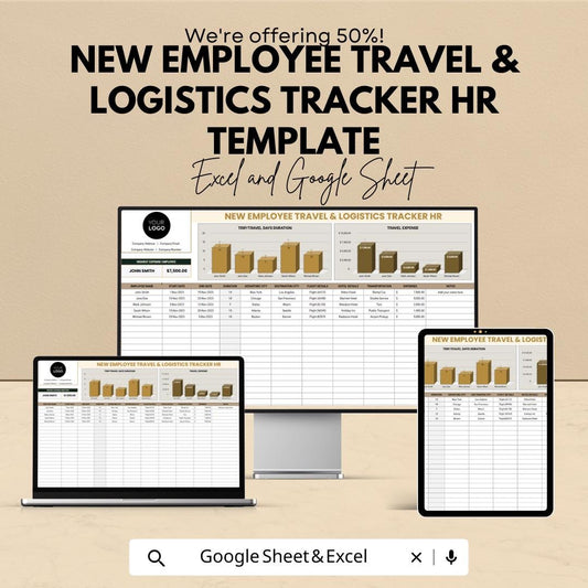 New Employee Travel & Logistics Tracker HR Template | Employee Onboarding Travel Planner | Excel and Google Sheets