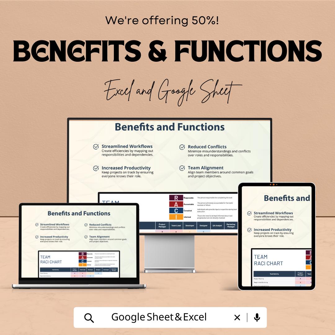 Team RACI Chart Template Excel & Google Sheets | Responsibility Matrix | Project Role Assignment Tracker | Team Workflow Planner