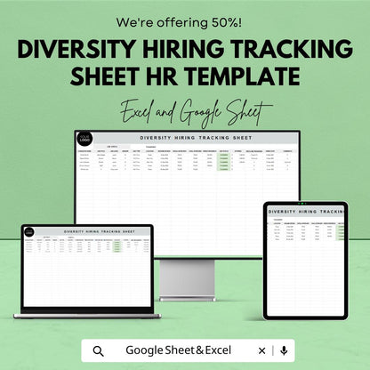 Diversity Hiring Tracking Sheet HR Template | Excel & Google Sheets | Inclusive Recruitment Tracker | HR Hiring Dashboard