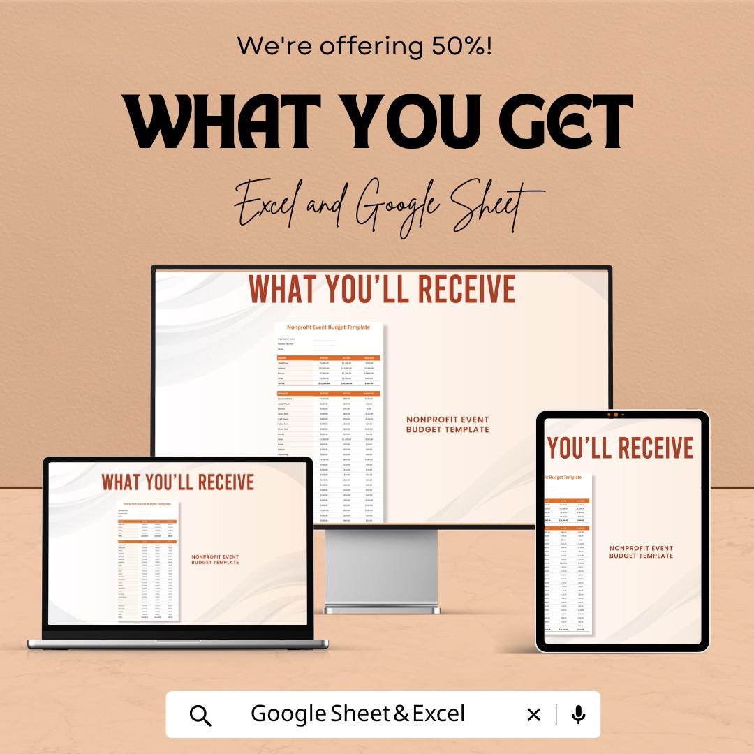 Nonprofit Event Budget Template | Event Budget Spreadsheet | Fundraising Budget Planner | Charity Event Budget Tracker