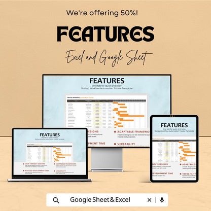 Startup Workflow Automation Tracker Template | Excel & Google Sheets Process Tracker | Business Automation Spreadsheet