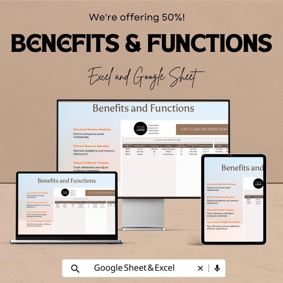 Gift Card Distribution & Tracking System HR Template | Excel and Google Sheets | Employee Rewards and Incentive Tracker