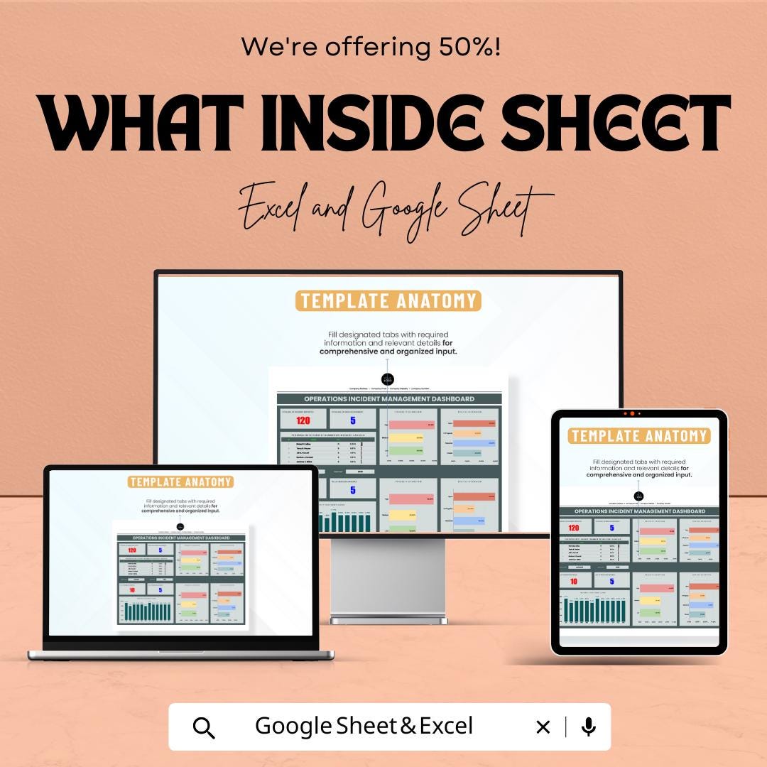 Incident Management Dashboard | Excel & Google Sheets | Operations Log Tracker | Incident Report Sheet | Real-Time Metrics Template