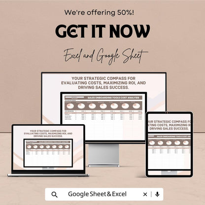 Sales Onboarding Tools Cost Analysis Template | Excel & Google Sheets | Sales Budget Planner | ROI Cost Tracking Spreadsheet