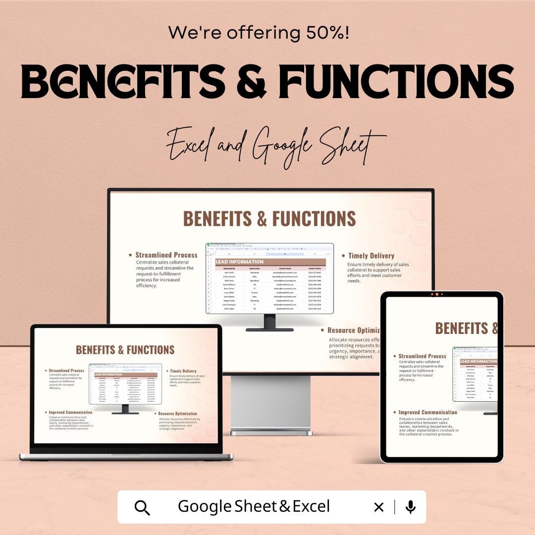Sales Collateral Request Tracker Sheet | Sales Collateral Management | Excel & Google Sheets | Efficient Request Tracking Template