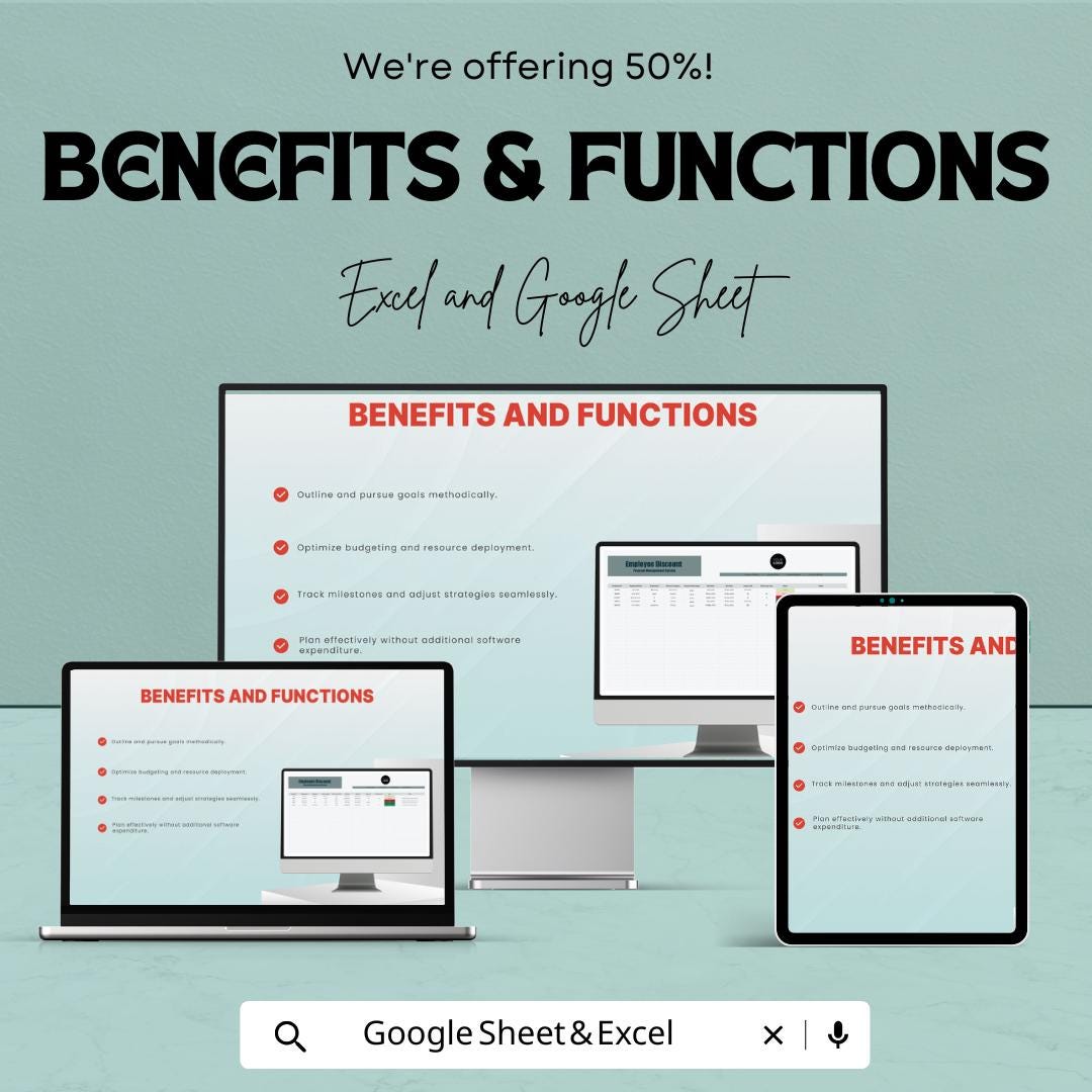 Employee Discount Program Management System HR Template | Staff Discount Tracker | Excel and Google Sheets HR Spreadsheet