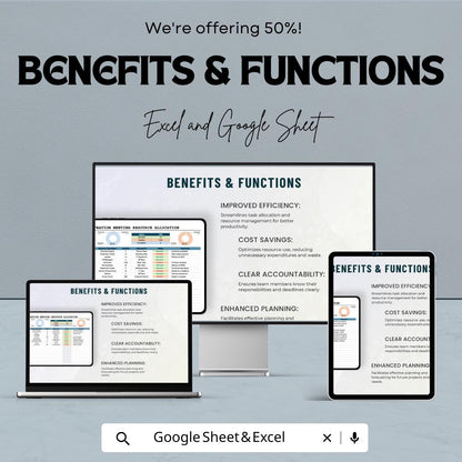 Administration Meeting Resource Allocation Template | Task Management Excel & Google Sheets | Team Resources Planner | Meeting Planner Tool