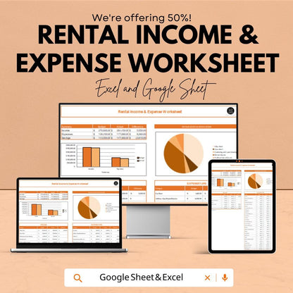 Rental Income & Expense Worksheet | Property Management | Google Sheets| Expenses and Profit Easily | Real Estate Financial Tracker